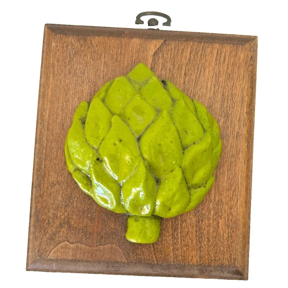70s Giftcraft Kitsch 3D Vegetable Plaques Retro Kitchen Wall Decor Set 4 Garden